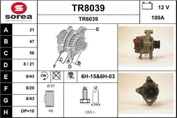 SNRA TR8039 - Генератор autocars.com.ua