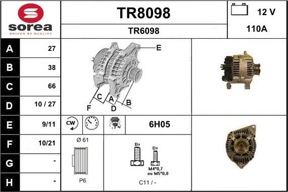 SNRA TR8098 - Генератор autocars.com.ua