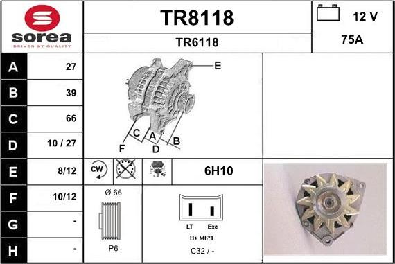 SNRA TR8118 - Генератор autocars.com.ua