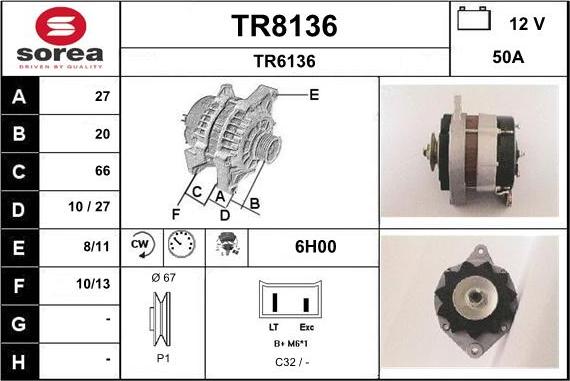 SNRA TR8136 - Генератор autocars.com.ua