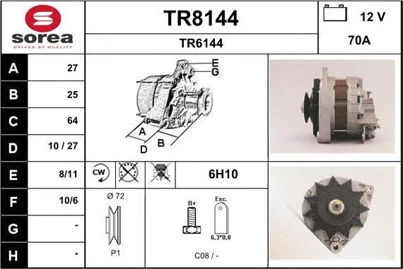 SNRA TR8144 - Генератор autocars.com.ua