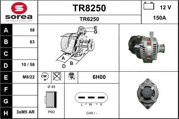 SNRA TR8250 - Генератор autocars.com.ua