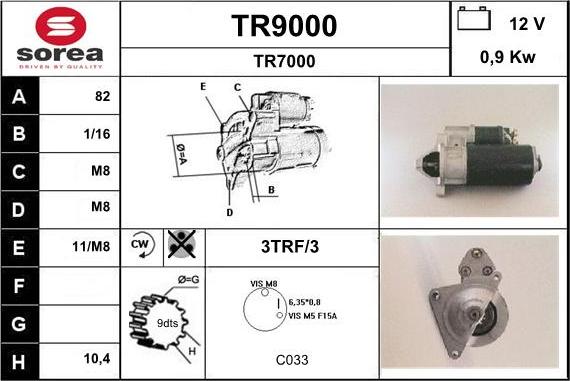 SNRA TR9000 - Стартер avtokuzovplus.com.ua