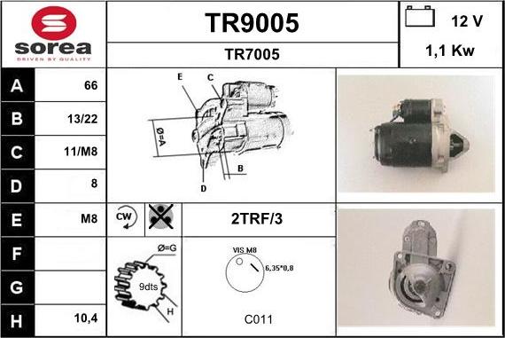 SNRA TR9005 - Стартер autocars.com.ua