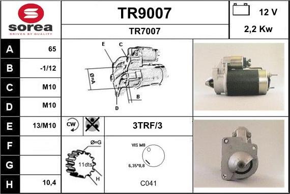 SNRA TR9007 - Стартер autocars.com.ua