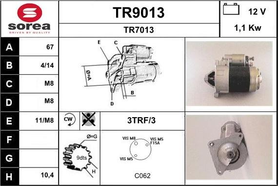 SNRA TR9013 - Стартер avtokuzovplus.com.ua