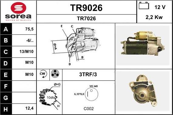 SNRA TR9026 - Стартер avtokuzovplus.com.ua