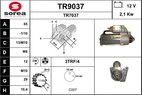 SNRA TR9037 - Стартер avtokuzovplus.com.ua