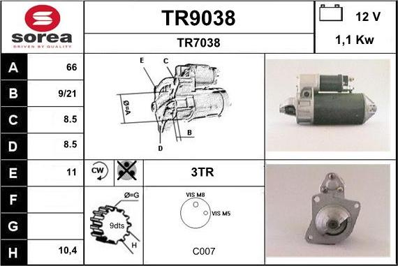 SNRA TR9038 - Стартер avtokuzovplus.com.ua