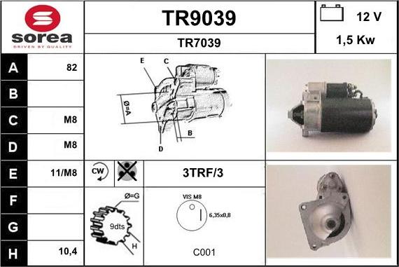 SNRA TR9039 - Стартер avtokuzovplus.com.ua