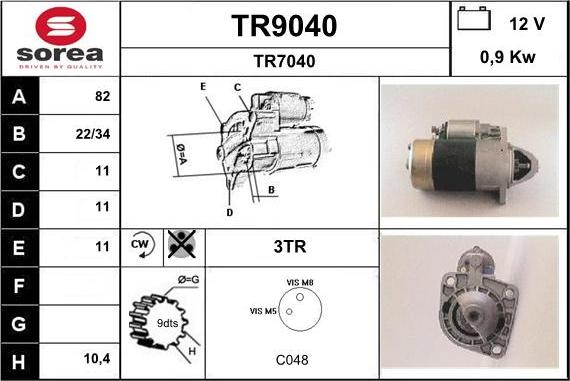 SNRA TR9040 - Стартер autocars.com.ua