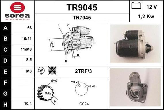 SNRA TR9045 - Стартер autocars.com.ua