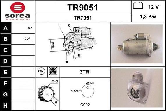 SNRA TR9051 - Стартер autocars.com.ua