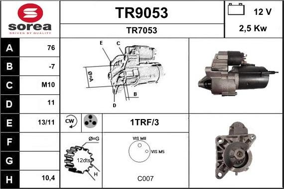 SNRA TR9053 - Стартер avtokuzovplus.com.ua