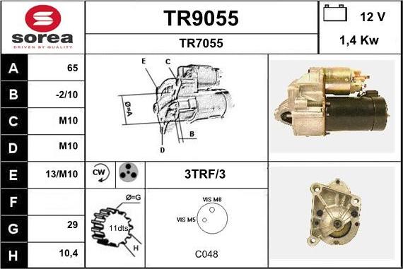 SNRA TR9055 - Стартер autocars.com.ua