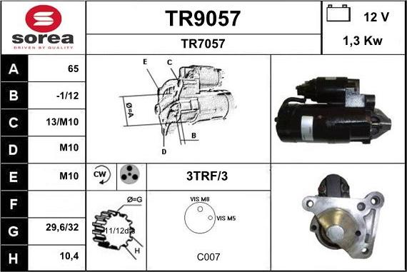 SNRA TR9057 - Стартер autocars.com.ua