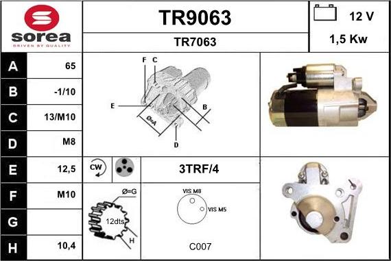 SNRA TR9063 - Стартер autocars.com.ua