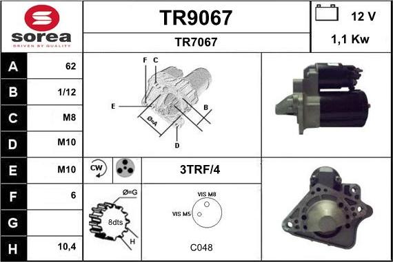 SNRA TR9067 - Стартер autocars.com.ua