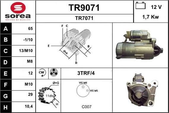 SNRA TR9071 - Стартер avtokuzovplus.com.ua