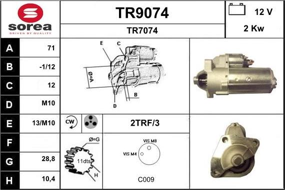 SNRA TR9074 - Стартер autocars.com.ua