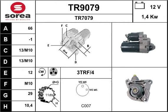 SNRA TR9079 - Стартер autocars.com.ua