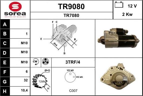 SNRA TR9080 - Стартер avtokuzovplus.com.ua