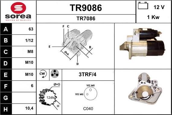 SNRA TR9086 - Стартер autocars.com.ua