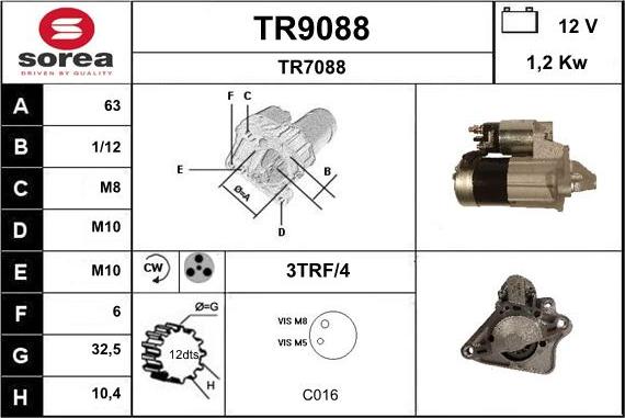 SNRA TR9088 - Стартер autocars.com.ua