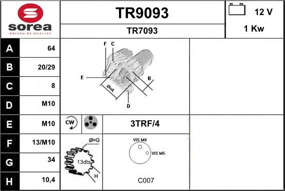 SNRA TR9093 - Стартер avtokuzovplus.com.ua