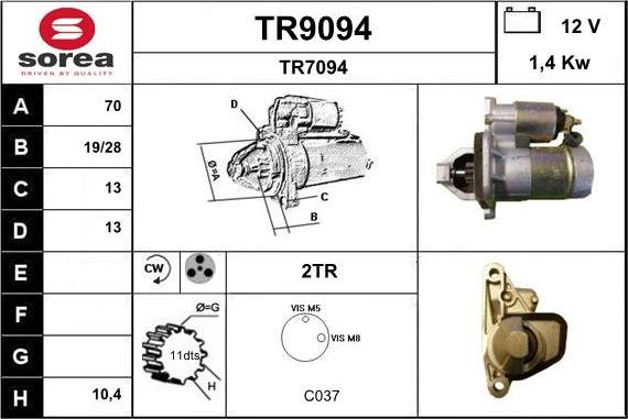 SNRA TR9094 - Стартер autocars.com.ua