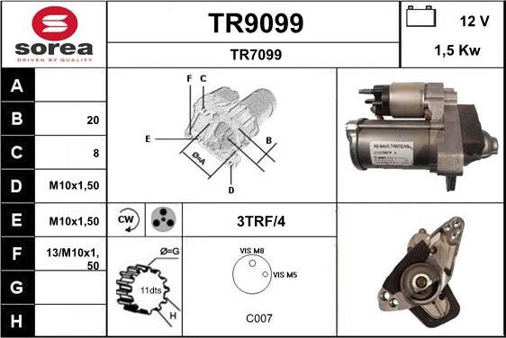 SNRA TR9099 - Стартер autocars.com.ua