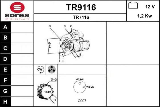 SNRA TR9116 - Стартер autocars.com.ua