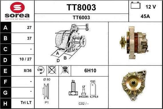 SNRA TT8003 - Генератор autocars.com.ua