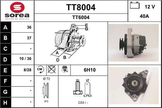 SNRA TT8004 - Генератор autocars.com.ua