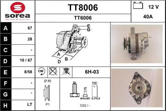 SNRA TT8006 - Генератор avtokuzovplus.com.ua