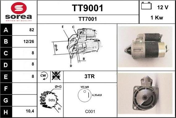 SNRA TT9001 - Стартер avtokuzovplus.com.ua