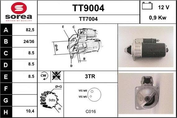 SNRA TT9004 - Стартер autocars.com.ua