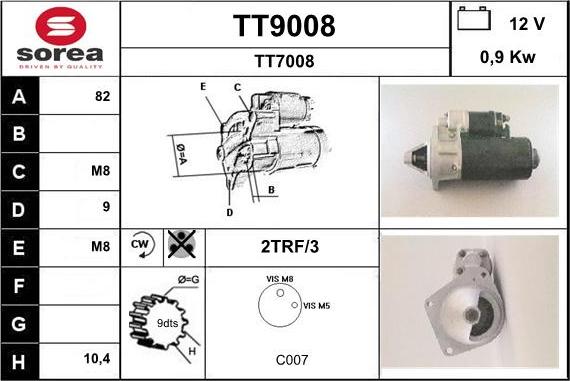 SNRA TT9008 - Стартер avtokuzovplus.com.ua