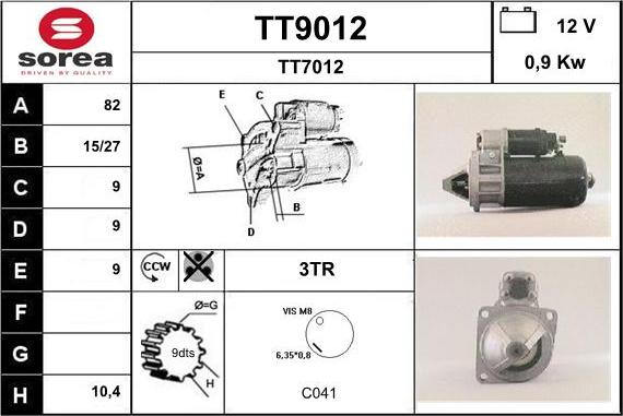 SNRA TT9012 - Стартер autocars.com.ua