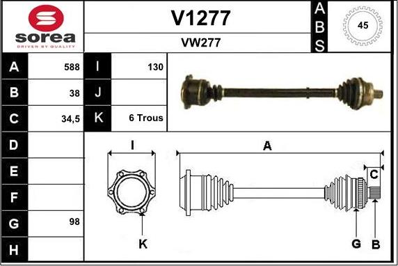 SNRA V1277 - Приводний вал autocars.com.ua