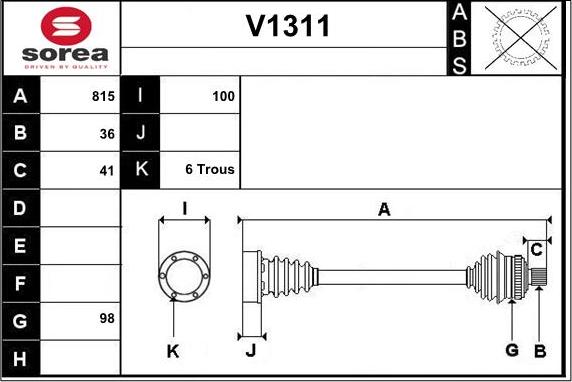 SNRA V1311 - Приводной вал autodnr.net