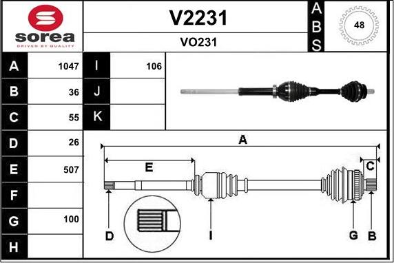 SNRA V2231 - Приводний вал autocars.com.ua