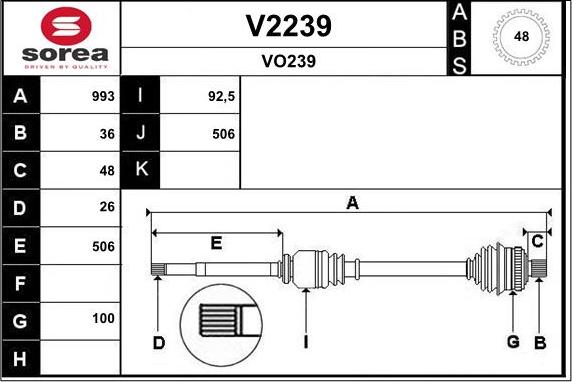 SNRA V2239 - Приводний вал autocars.com.ua