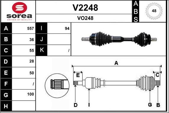 SNRA V2248 - Приводний вал autocars.com.ua