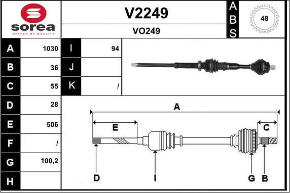 SNRA V2249 - Приводний вал autocars.com.ua