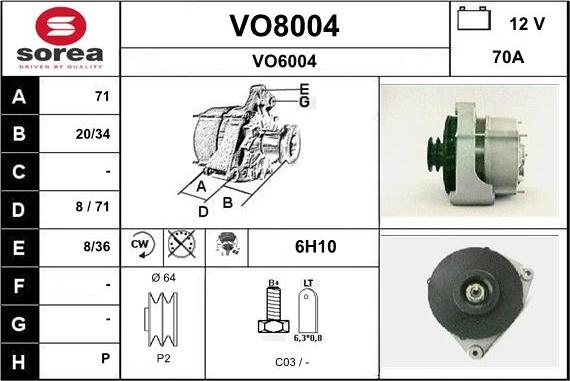 SNRA VO8004 - Генератор autocars.com.ua