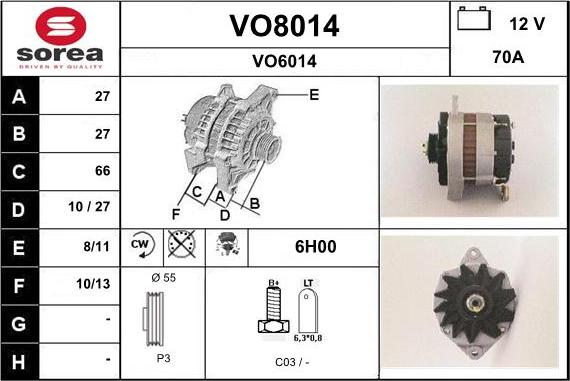 SNRA VO8014 - Генератор autocars.com.ua