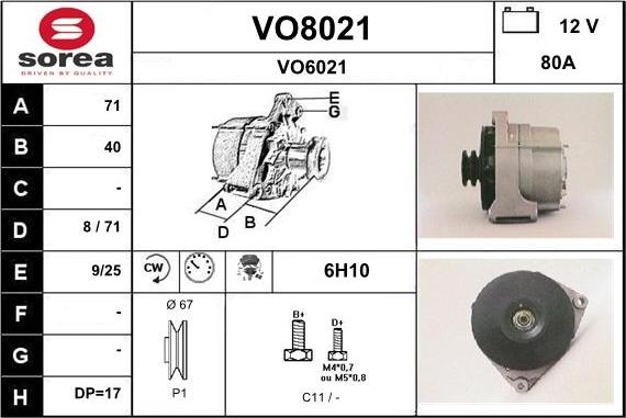 SNRA VO8021 - Генератор autocars.com.ua