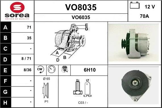 SNRA VO8035 - Генератор autocars.com.ua