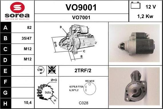 SNRA VO9001 - Стартер autocars.com.ua